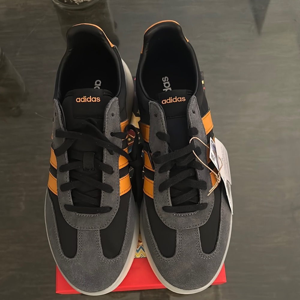 Adidas Men's Sneakers in Black, Gray, and Orange
